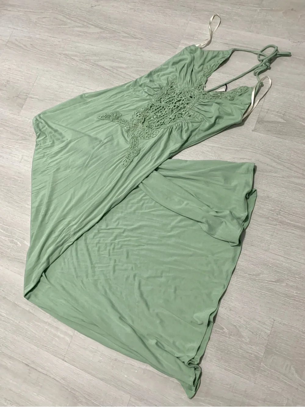 Sky Brand Gozma Crochet Maxi Dress Moss Green/Sage Small NWT - Picture 9 of 14